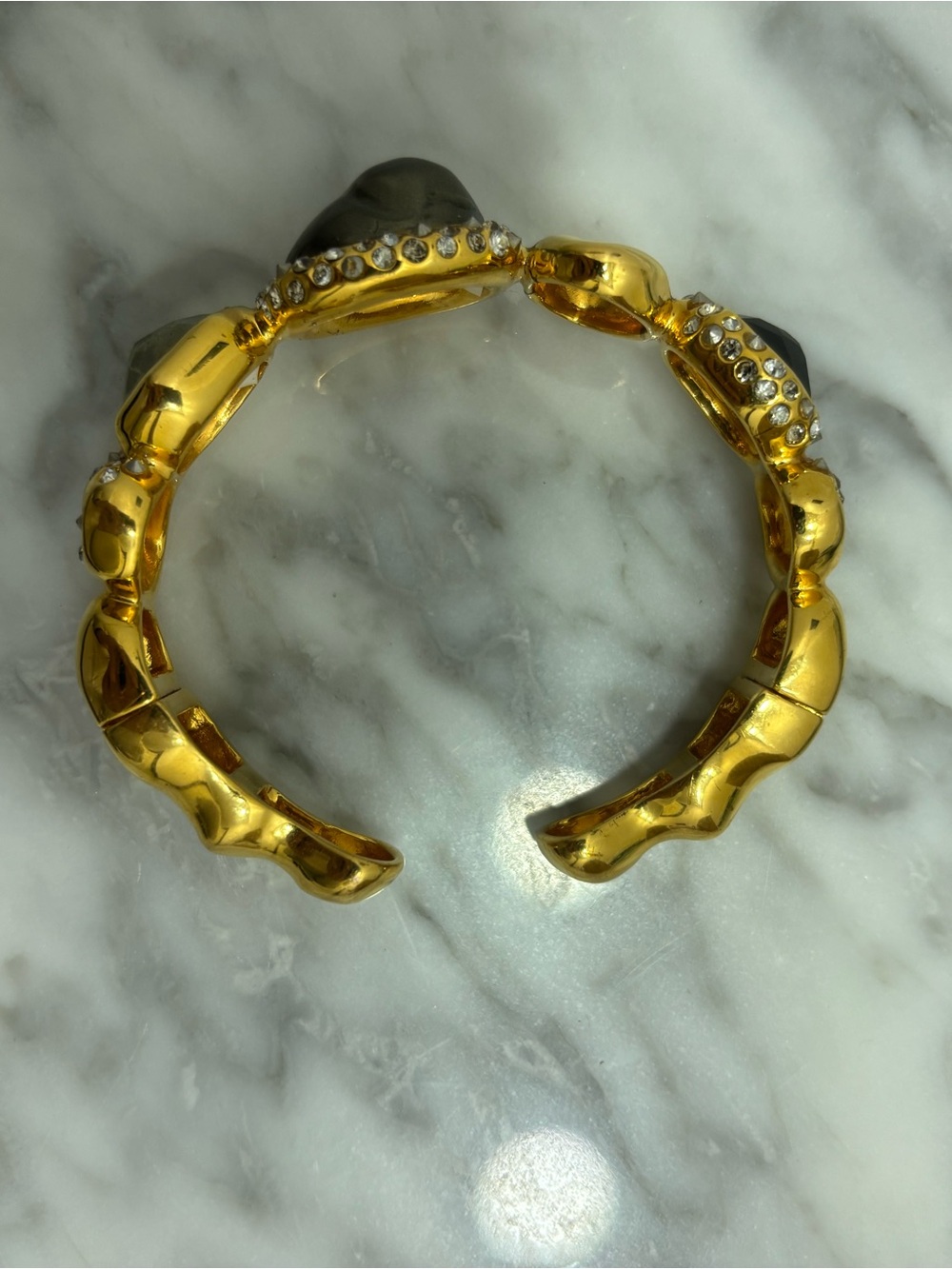 Alexis Bittar Gold-tone Crystal and Hematite Cuff Bracelet - Picture 3 of 7